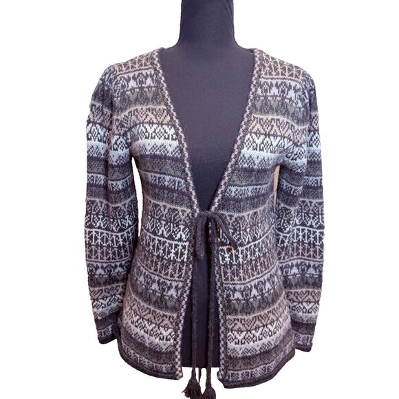 Indigenous One Weave Alpaca Wool Sweater with Front Tie Size Small - Picture 1 of 14